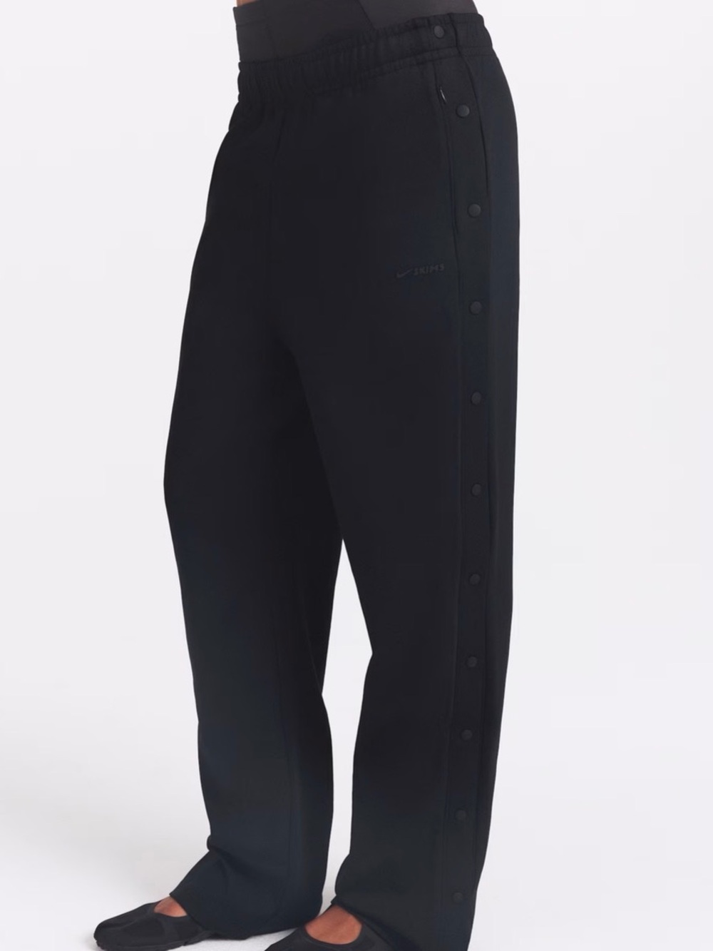 NWT Nike Skims Matte Tricot Side Snap Pants Obsidian Black Size L